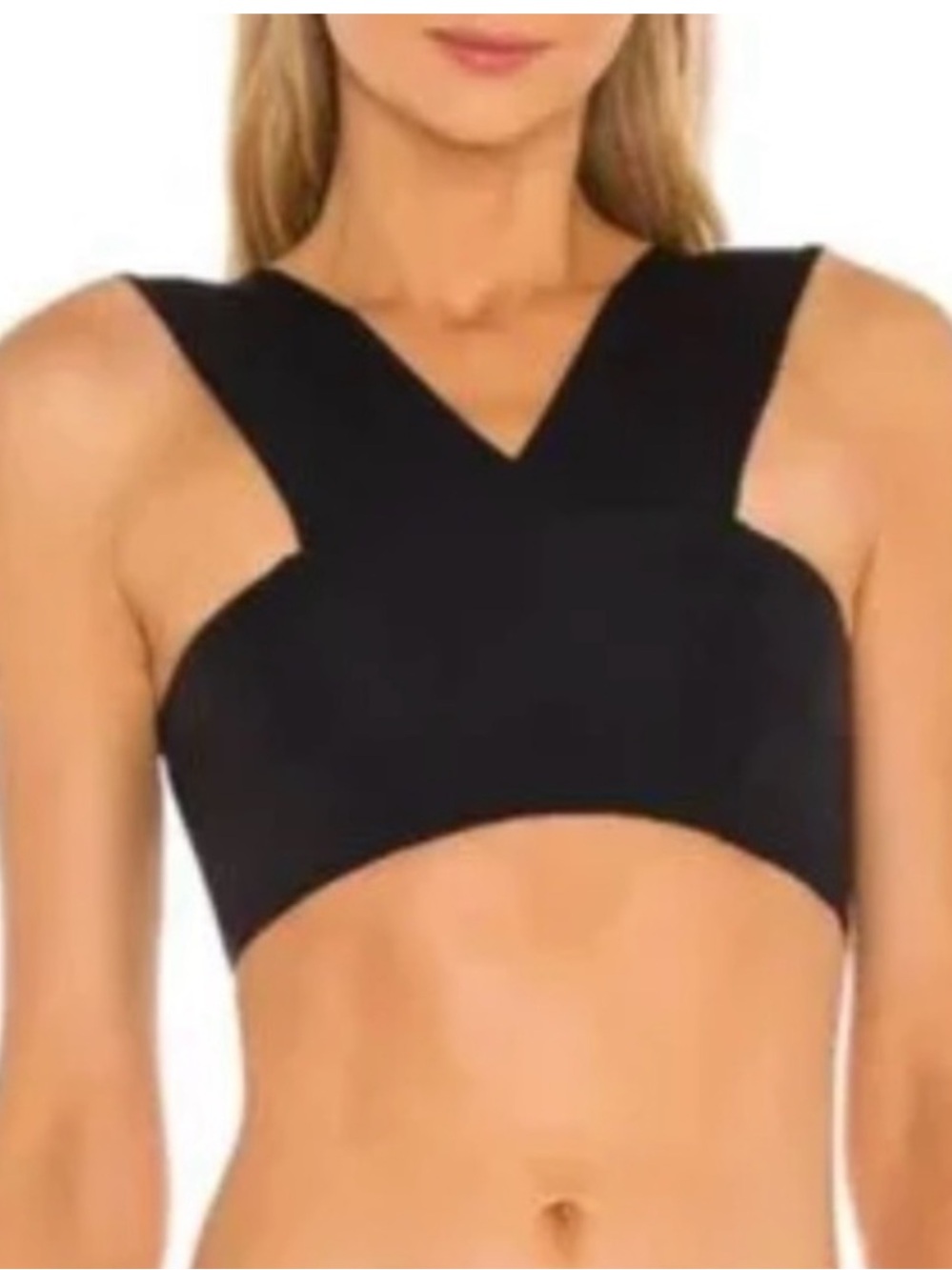 Lspace Black Square-Neck sports bra swim top